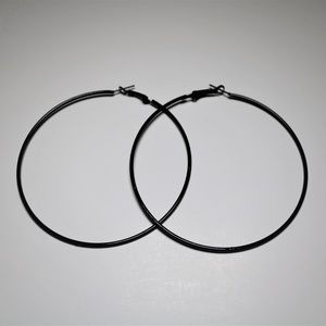 Gloss Black Hoop Earrings